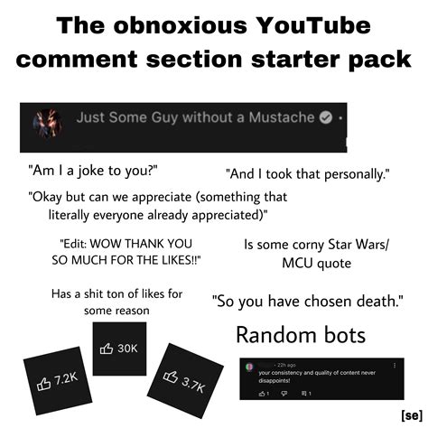 youtube comments starter pack|The Modern YouTube Comment Section Starterpack : .